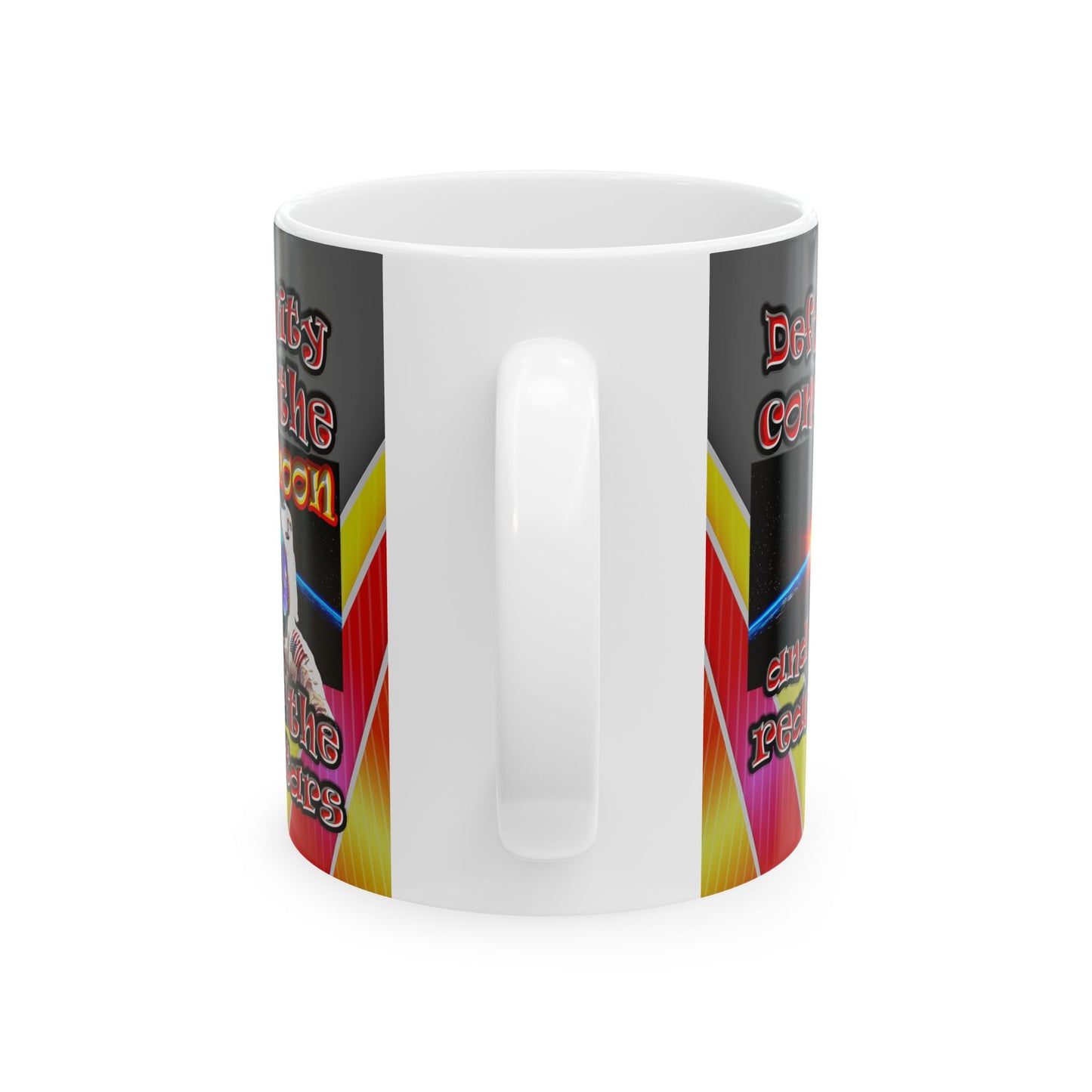 defy conquer reach - White Mug (rainbow split)