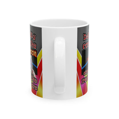defy conquer reach - White Mug (rainbow split)
