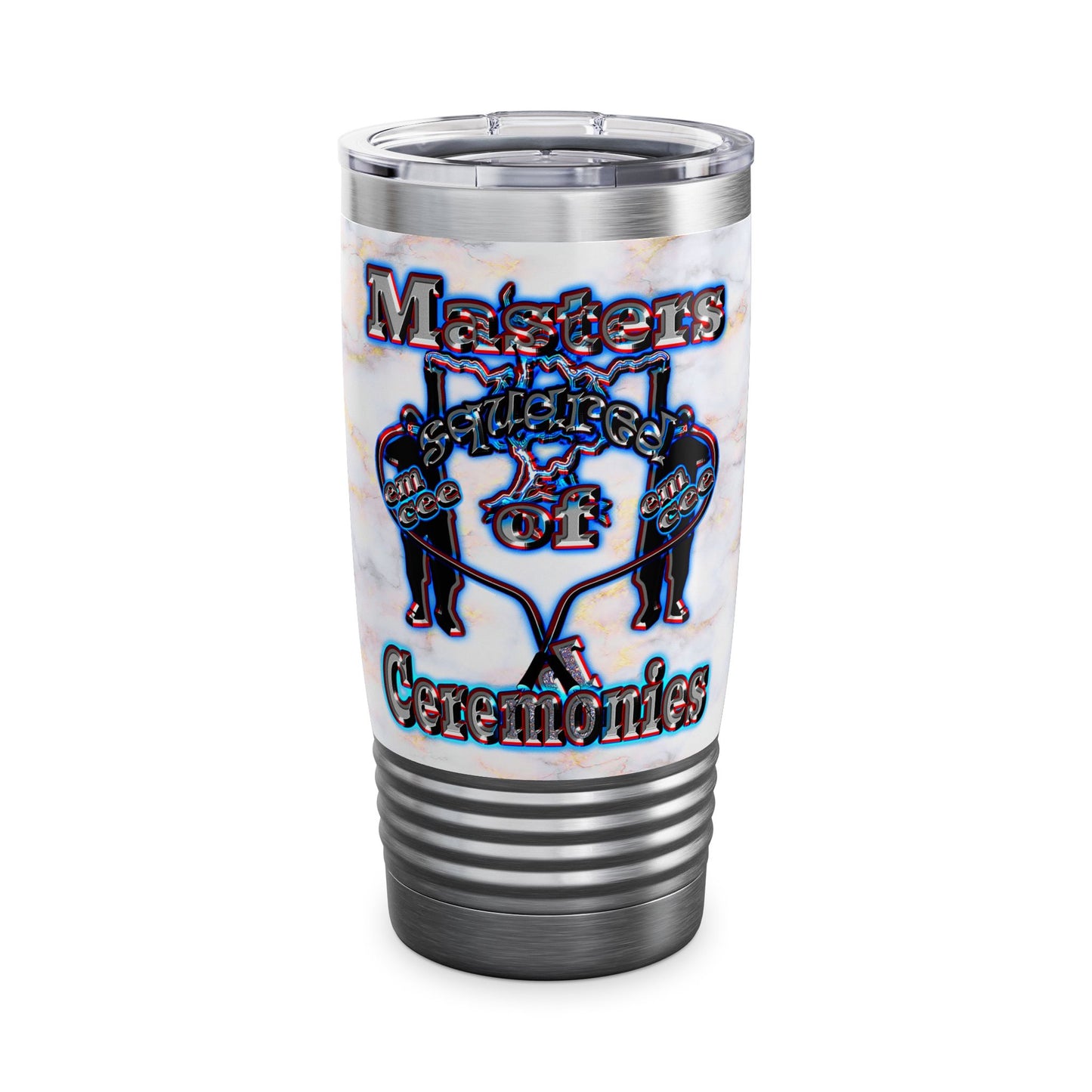 em cee squared - Ringneck Tumbler, 20oz (white marble)