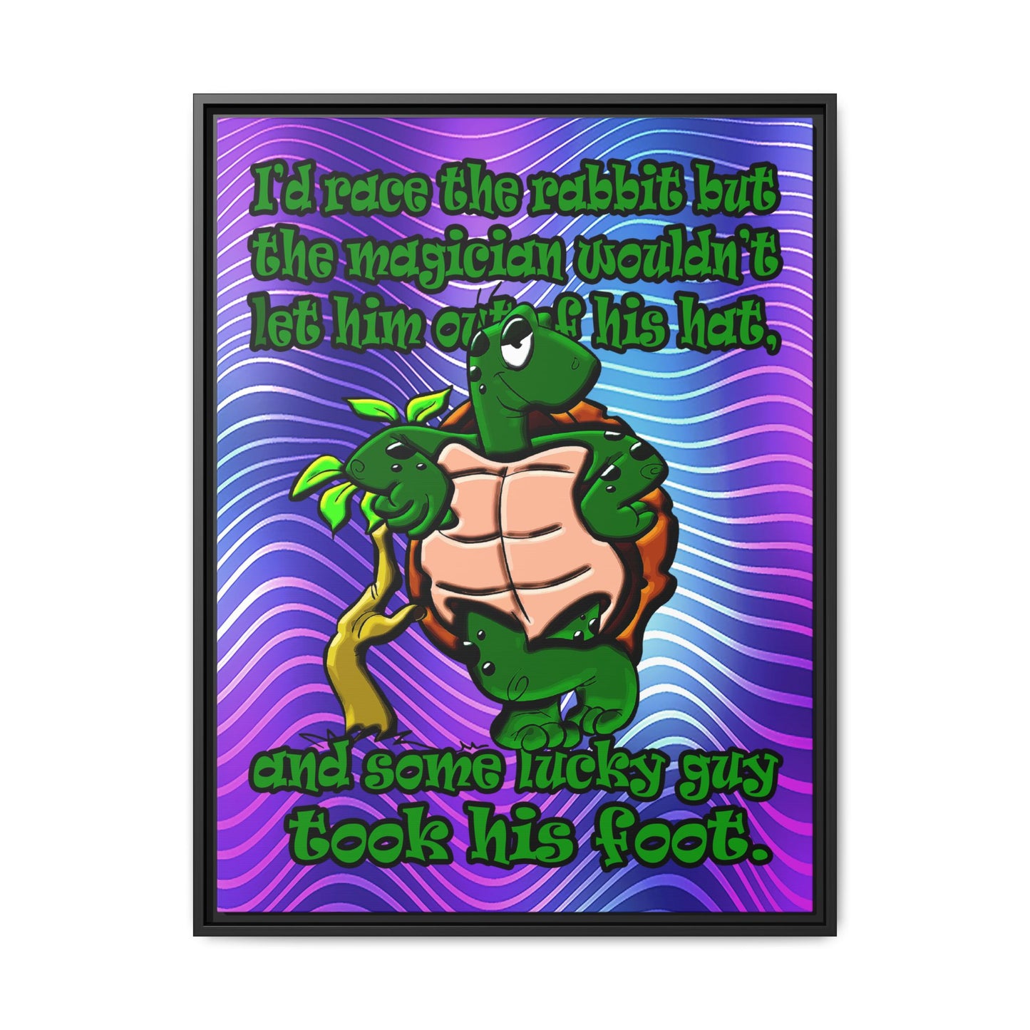 turtle race - framed canvas art (purple wave)