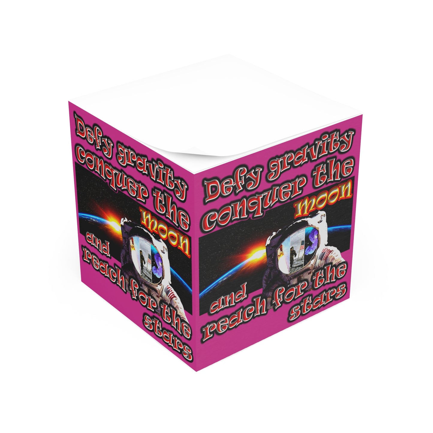 defy conquer reach - note cube (pink)