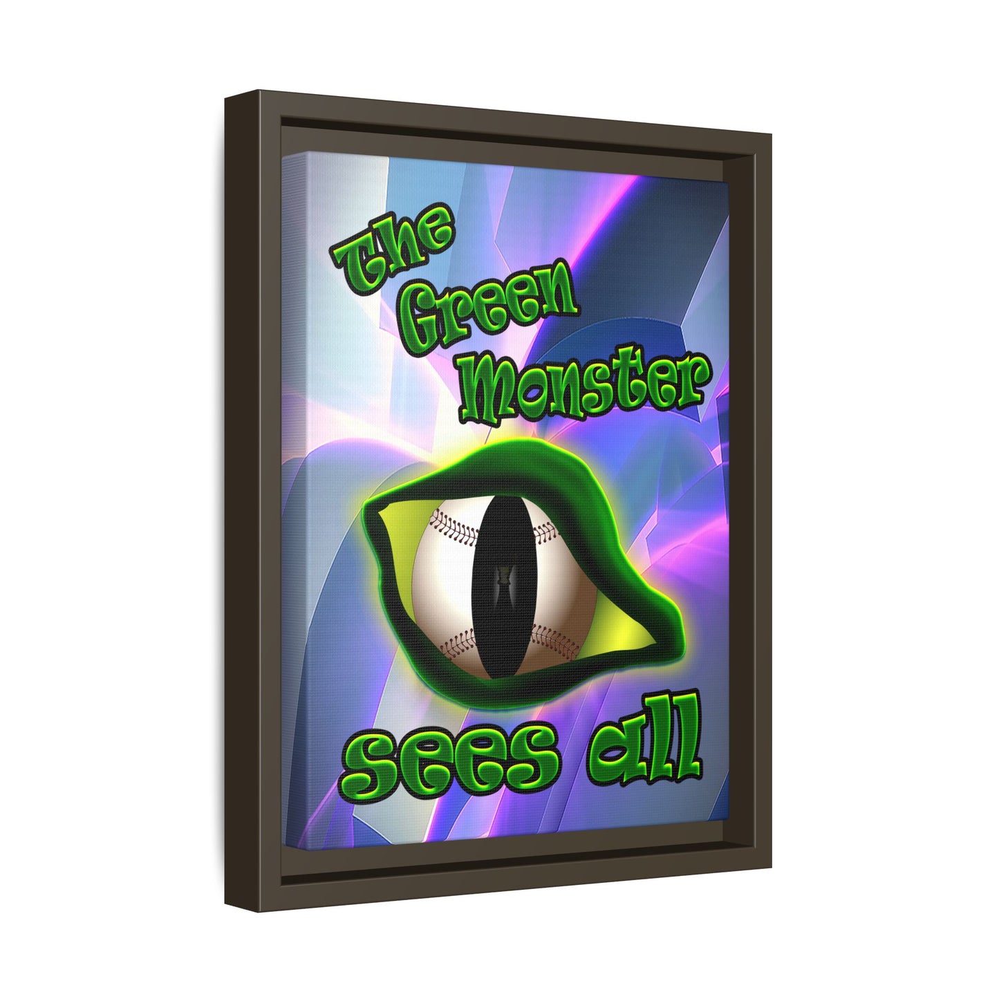 green monster - framed canvas art (grey-pink wave)