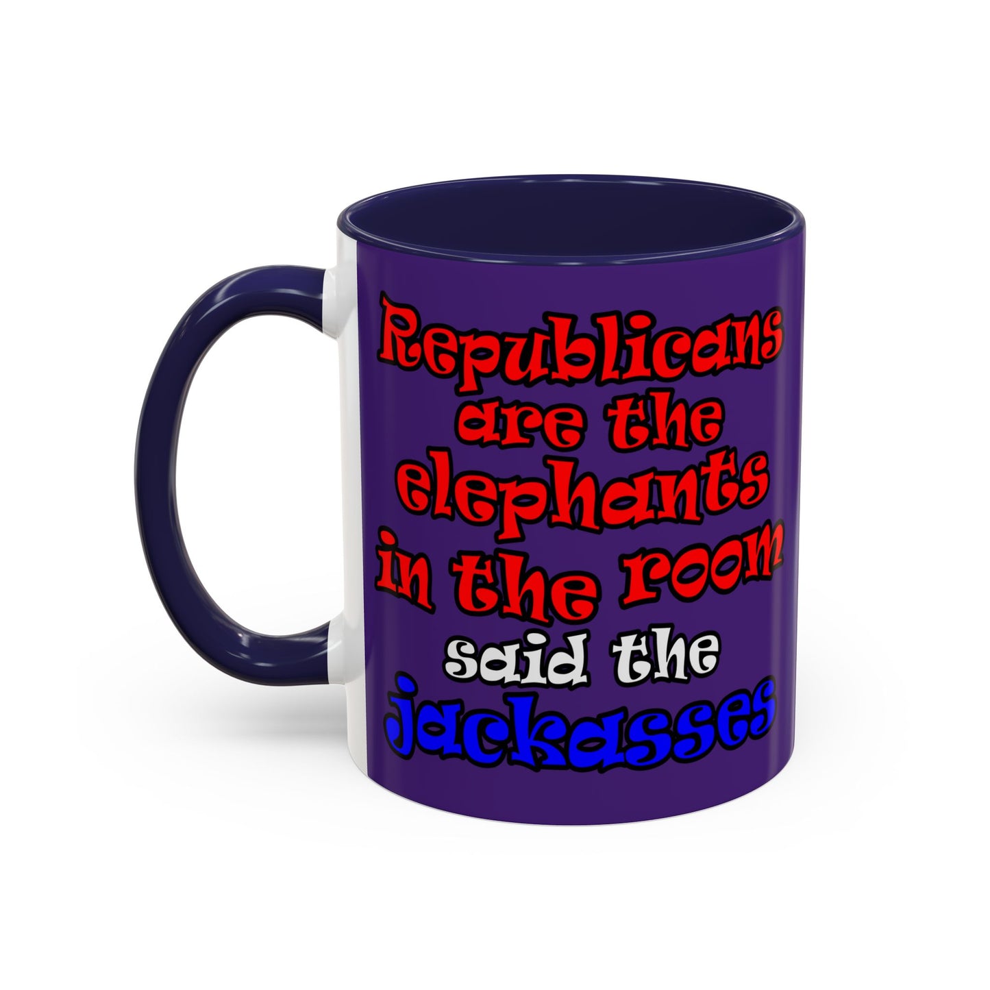 donkeys and elephants - Accent Mug (purple)