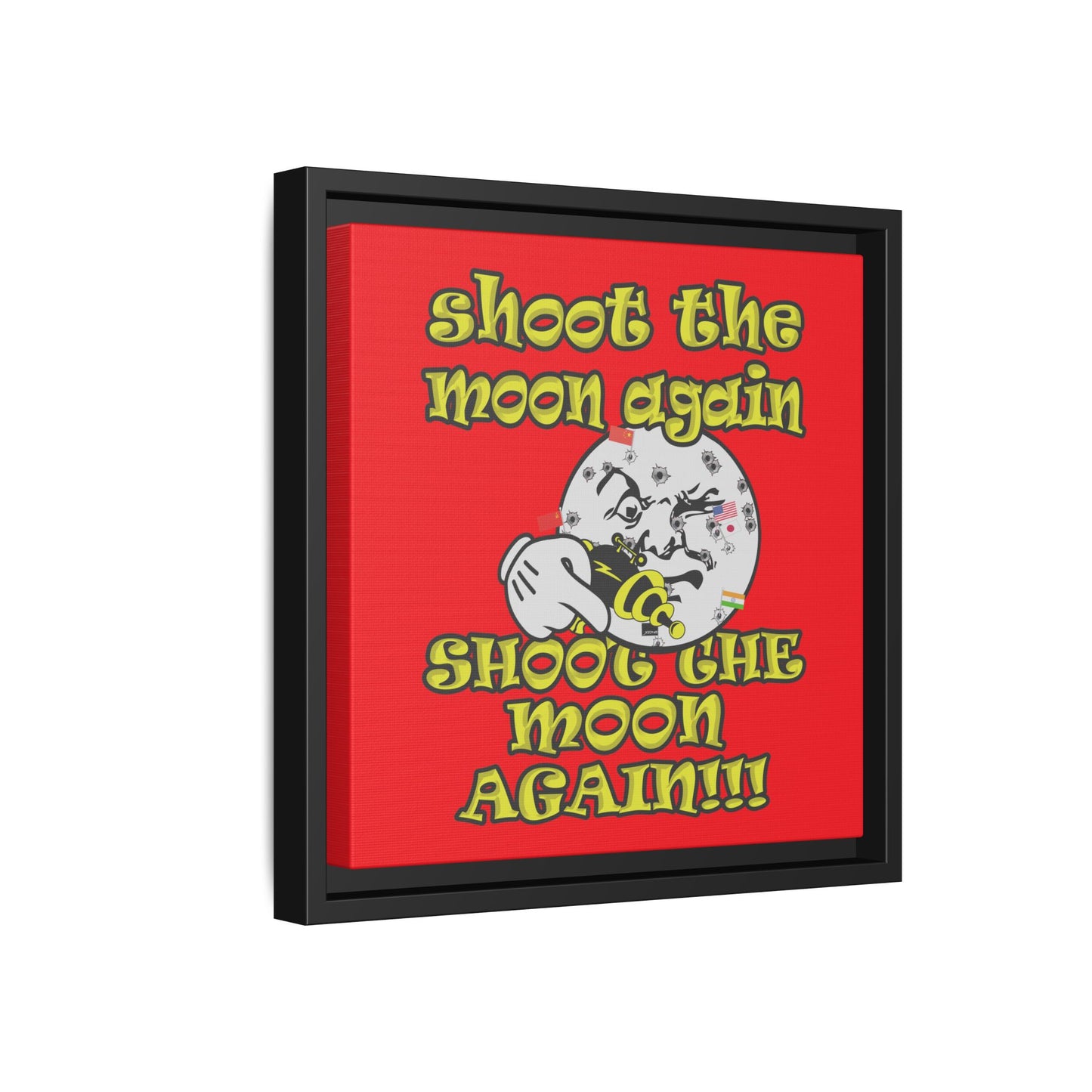 shoot the moon again - framed canvas art (red)