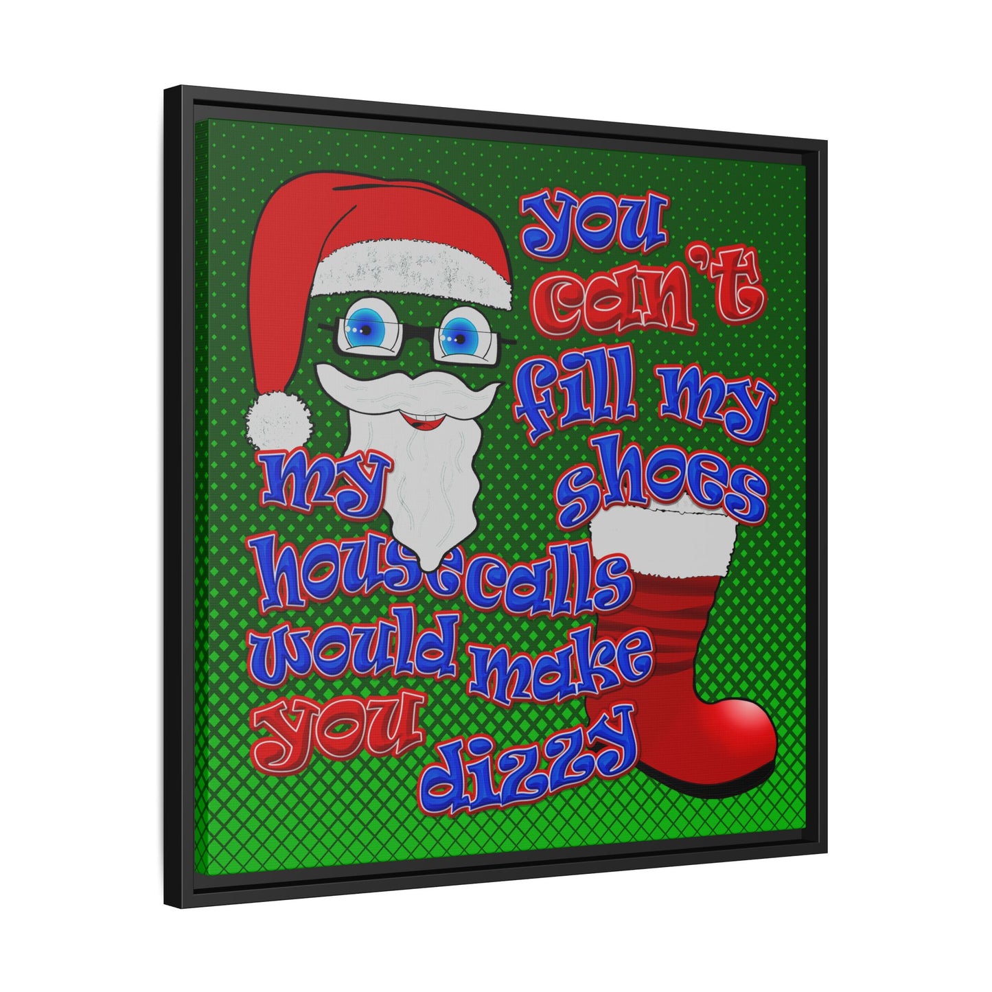 santa's shoes - framed canvas art (logo green)