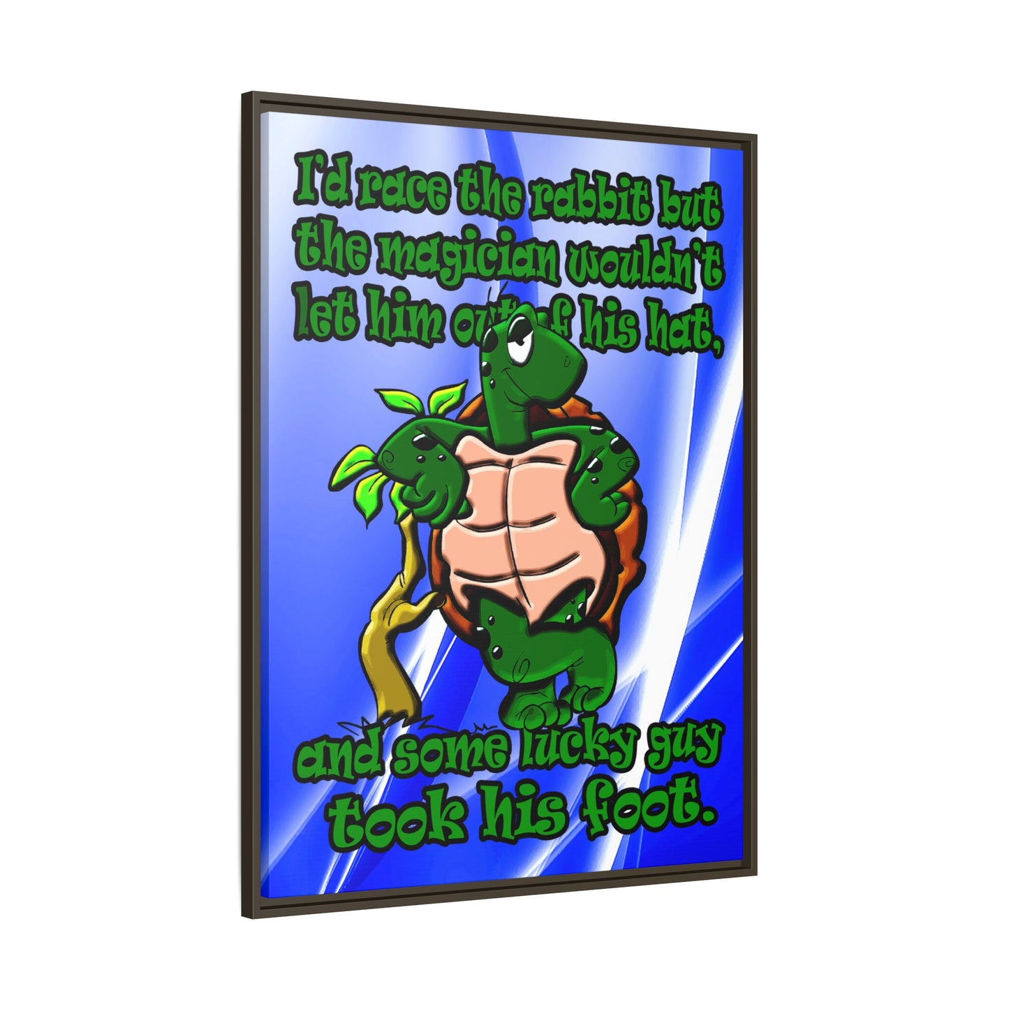 turtle race - framed canvas art (blue-white wave)