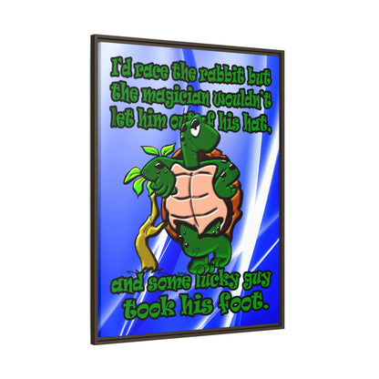 turtle race - framed canvas art (blue-white wave)