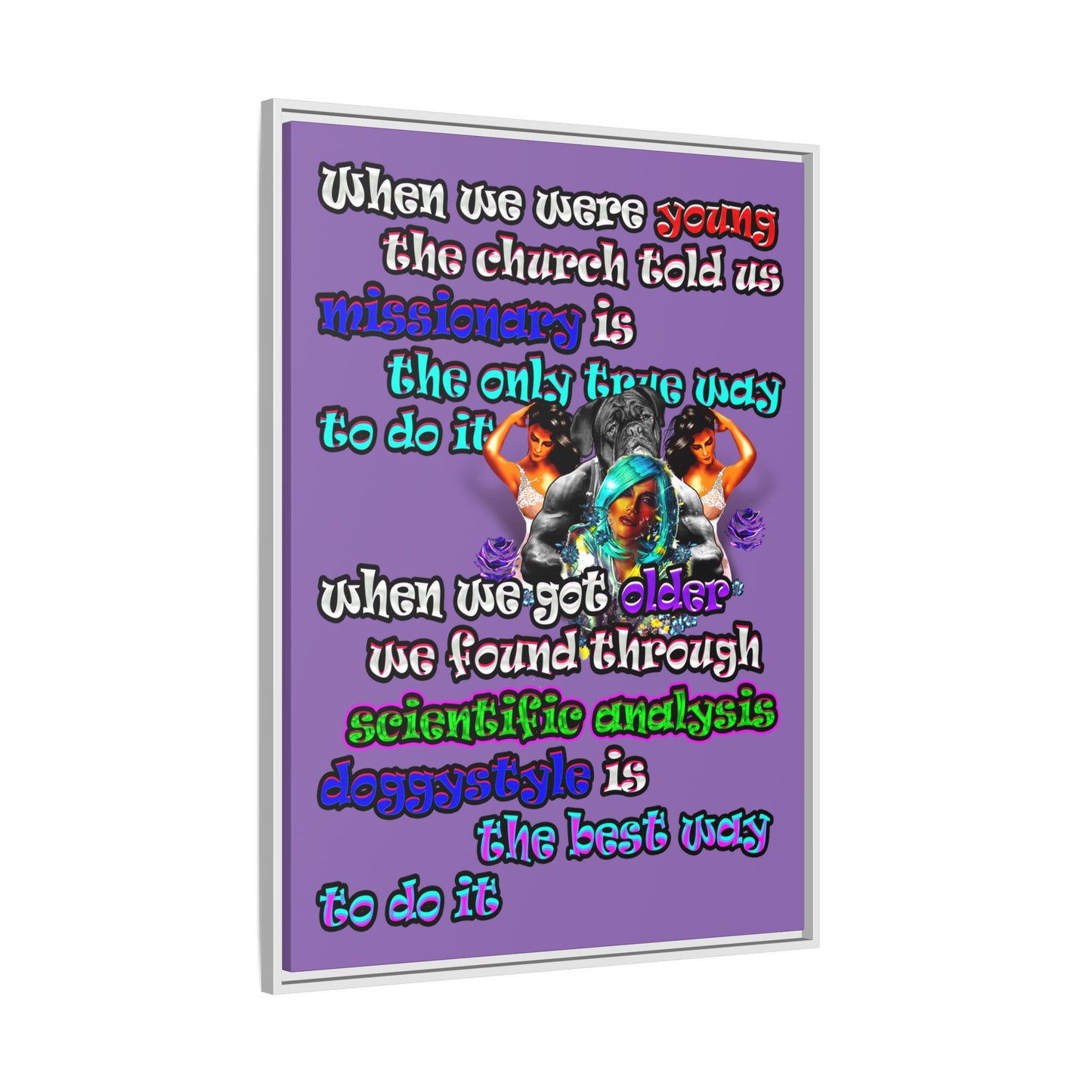 doggystyle - framed canvas art (light purple)