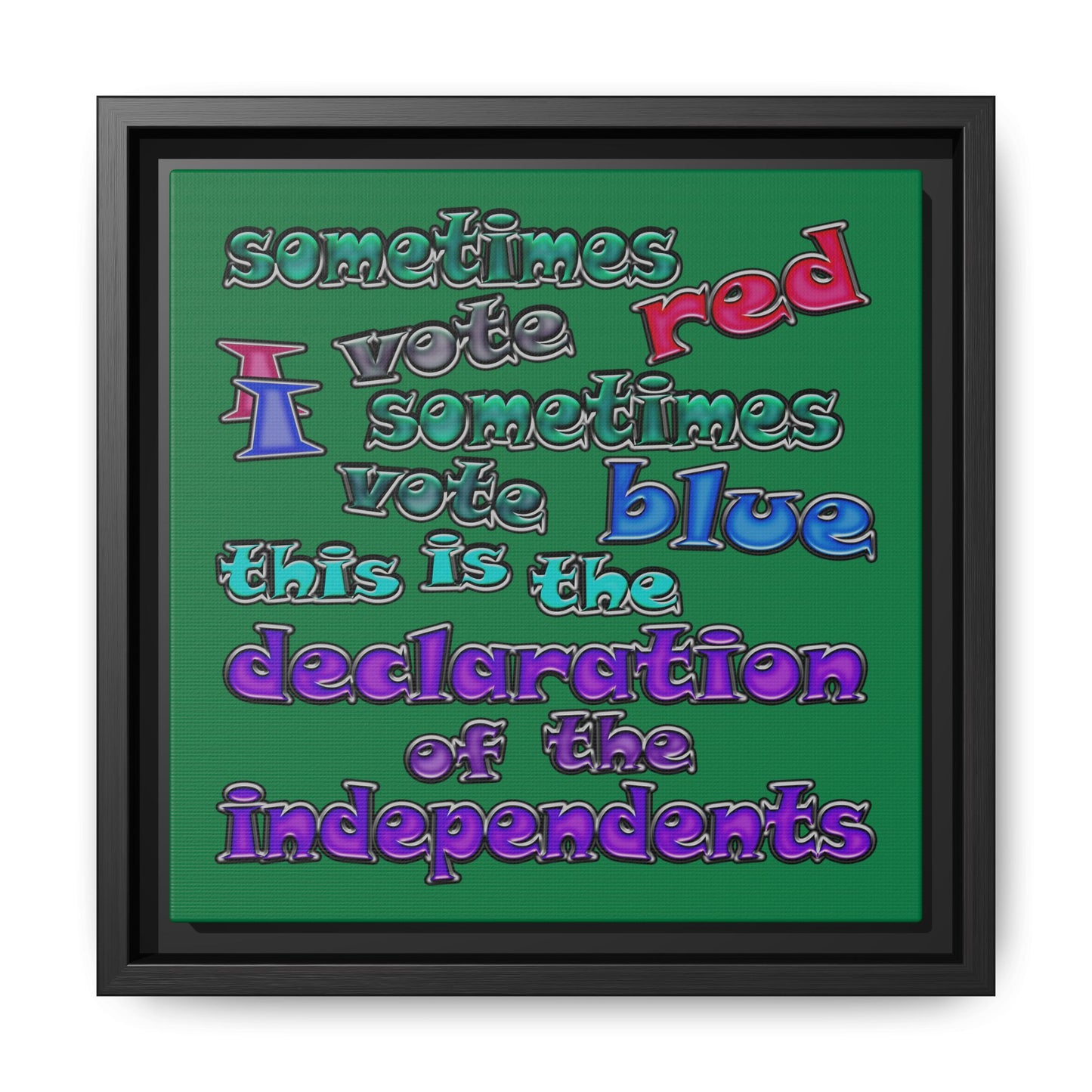 declaration of the independents - framed canvas art (dark green)