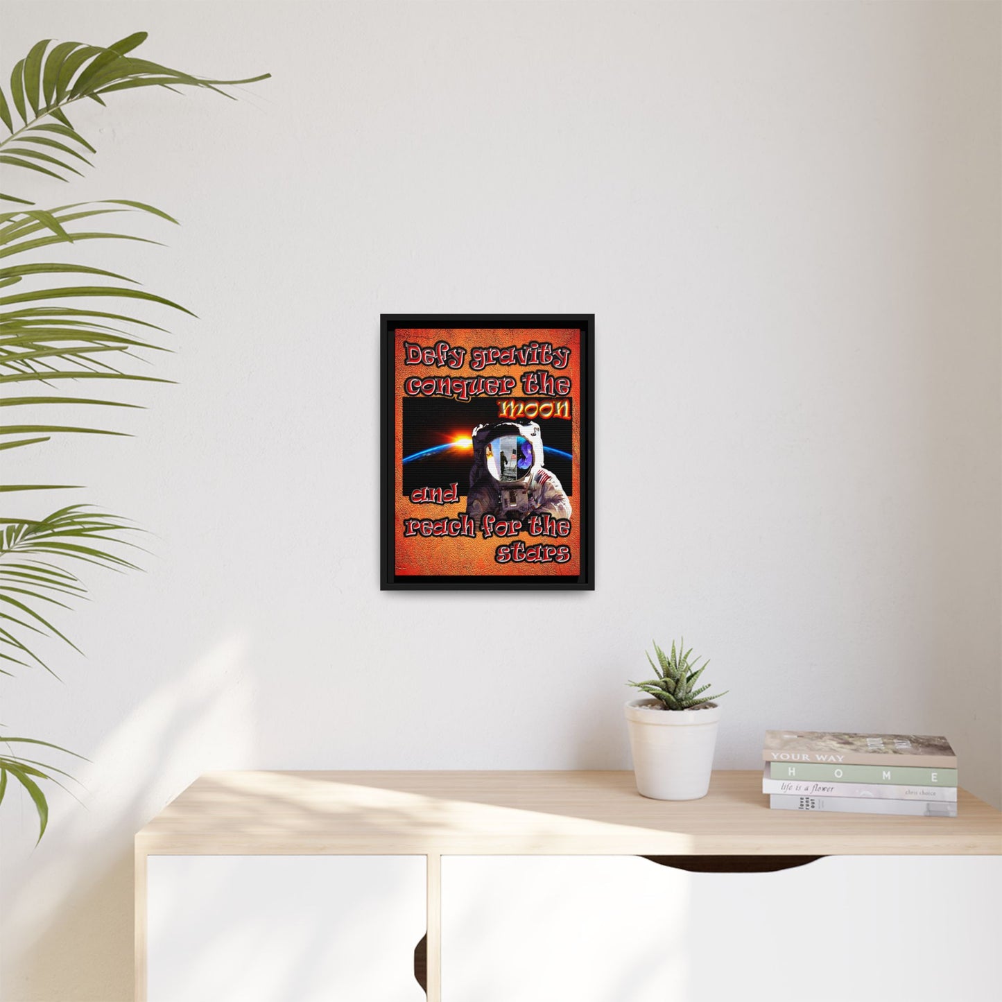 defy conquer reach - framed canvas art (burnt orange)