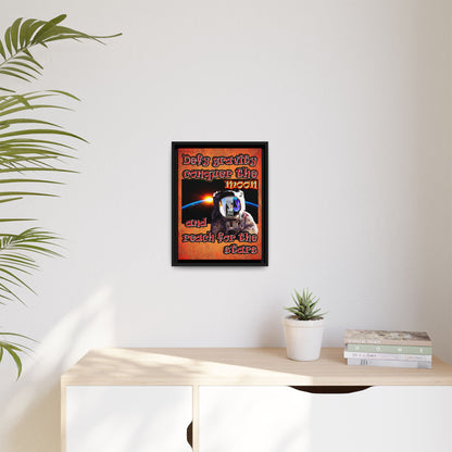 defy conquer reach - framed canvas art (burnt orange)