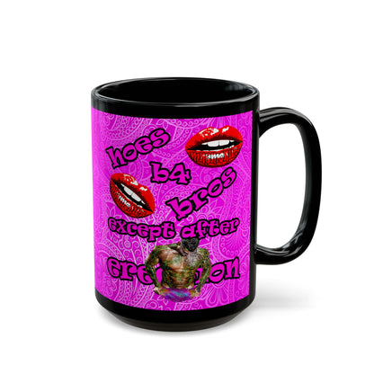 hoes b4 bros - Black Mug (pink swirl)