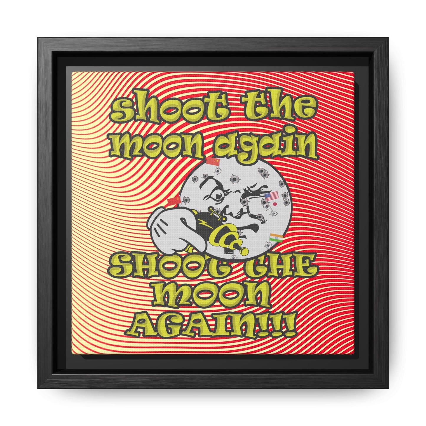 shoot the moon again - framed canvas art (yellow-orange wave)