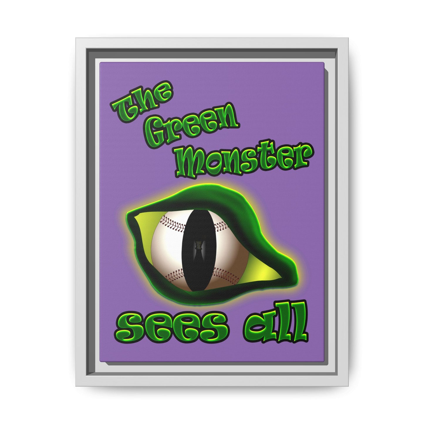 green monster - framed canvas art (light purple)