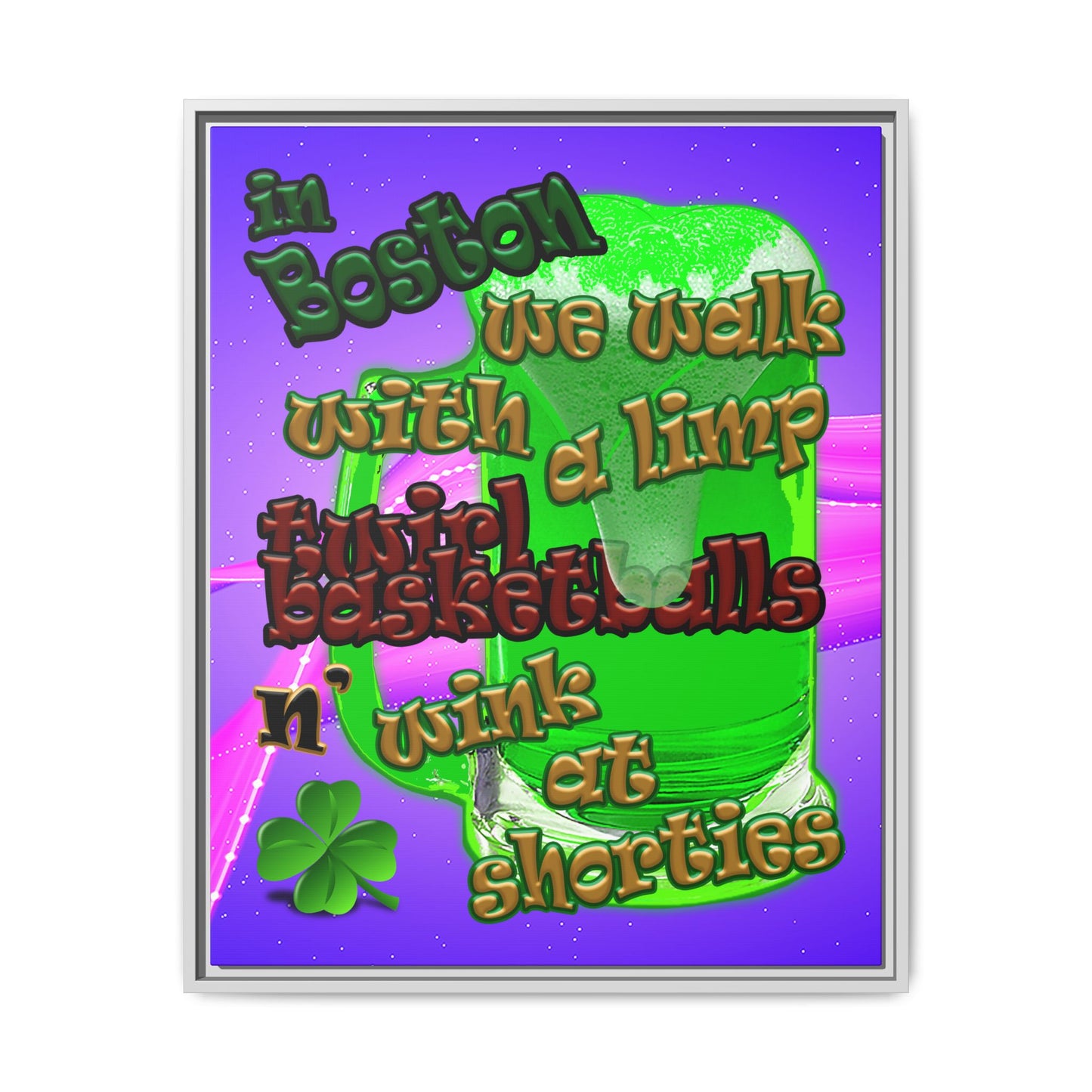 celtics logo - framed canvas art (purple-pink wave)