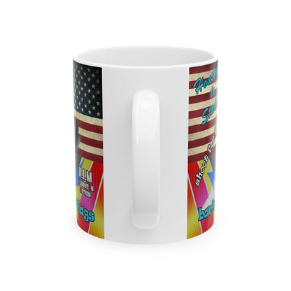 shoot for the stars - White Mug (rainbow split)