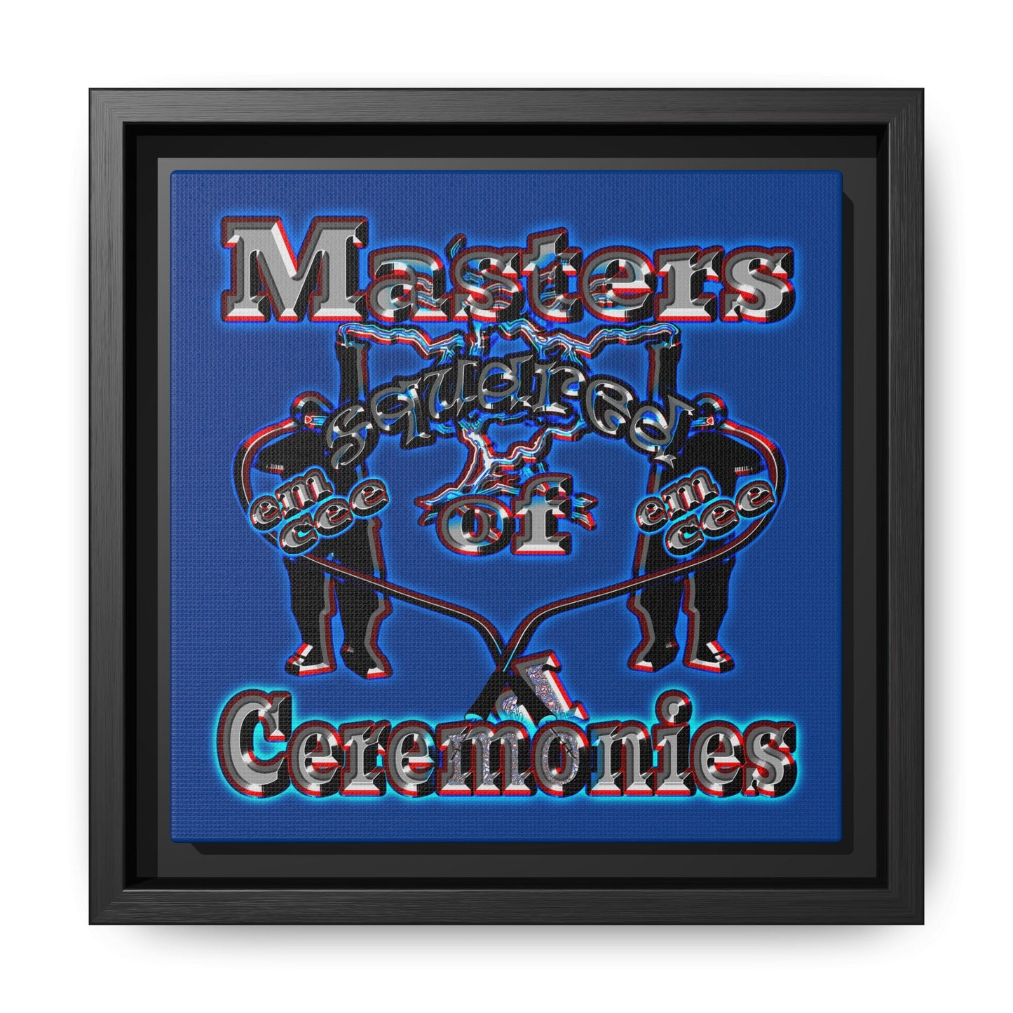 em cee squared - framed canvas art (dark blue)