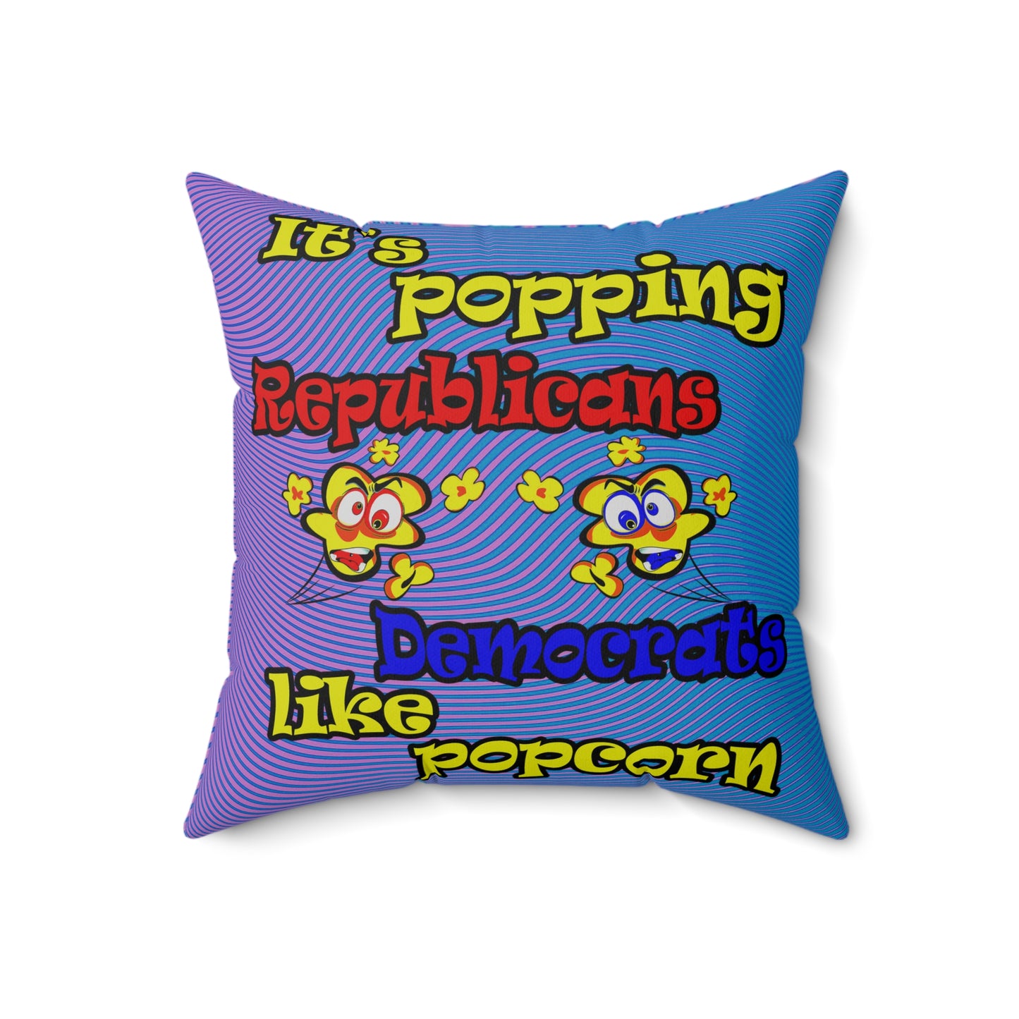 popping like popcorn - Spun Polyester Square Pillow - (light blue-purple wave)