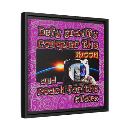 defy conquer reach - framed canvas art (pink swirl)