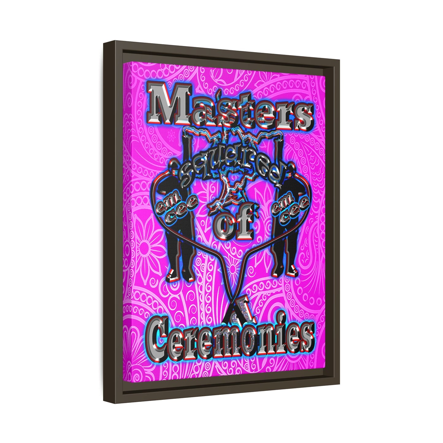 em cee squared - framed canvas art (pink swirl)