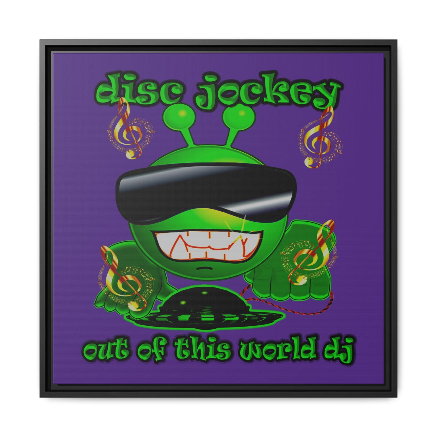 disc jockey - framed canvas art (purple)
