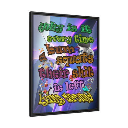 the bum's shit - framed canvas art (grey-pink wave)