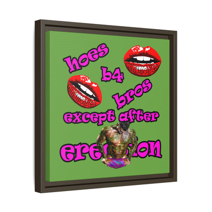 hoes b4 bros - framed canvas art (green)