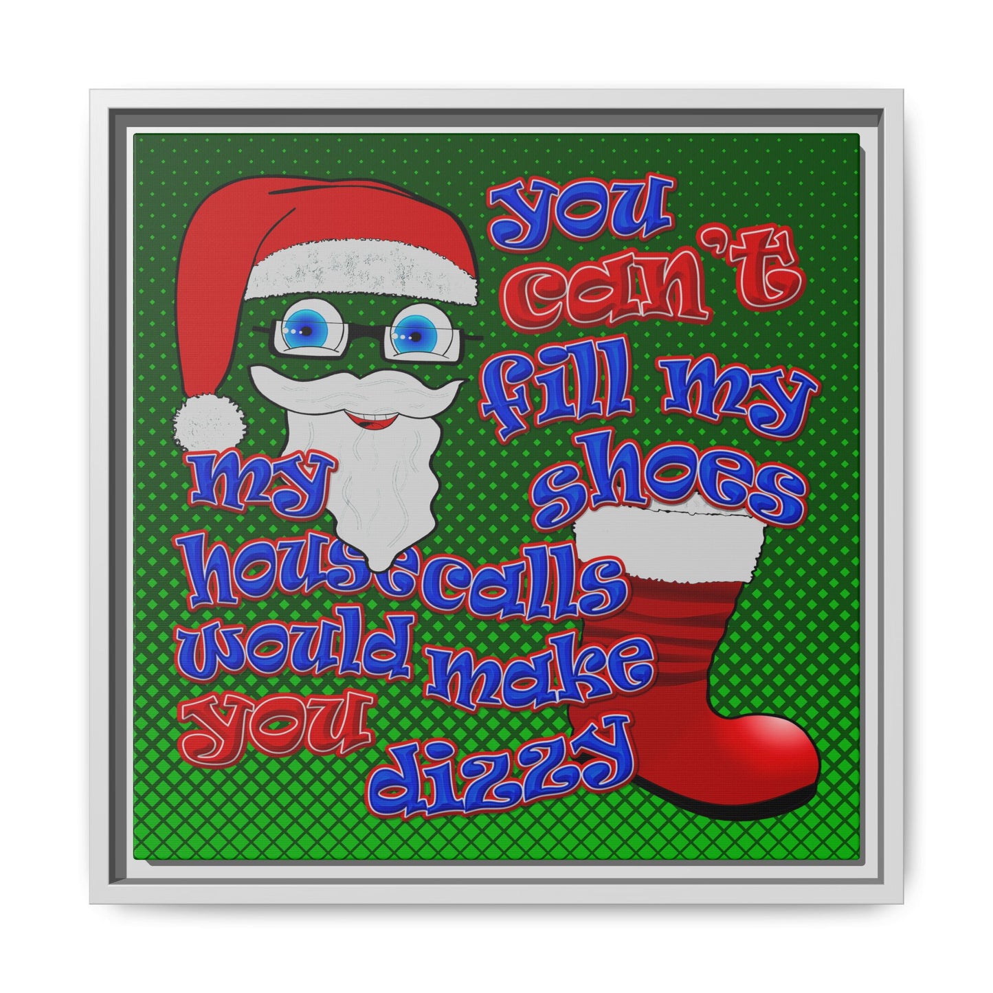 santa's shoes - framed canvas art (logo green)