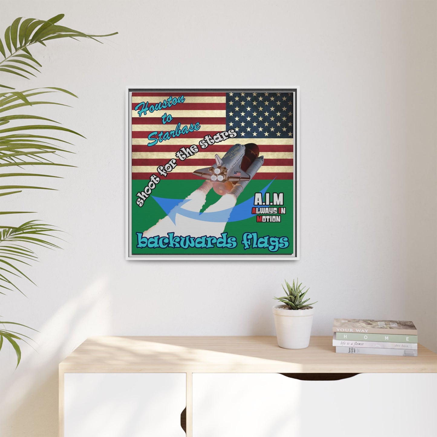 shoot for the stars - framed canvas art (dark green)