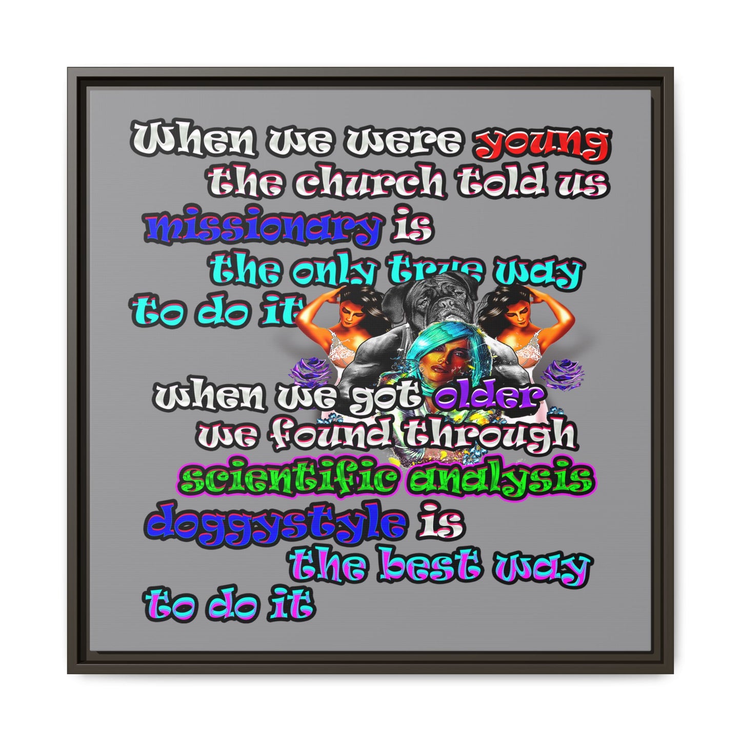 doggystyle - framed canvas art (grey)