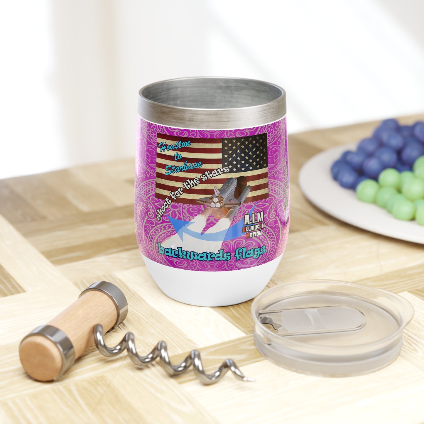 shoot for the stars - Chill Wine Tumbler (pink swirl)