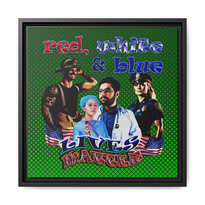 rw&b lives matter - framed canvas art (logo green)