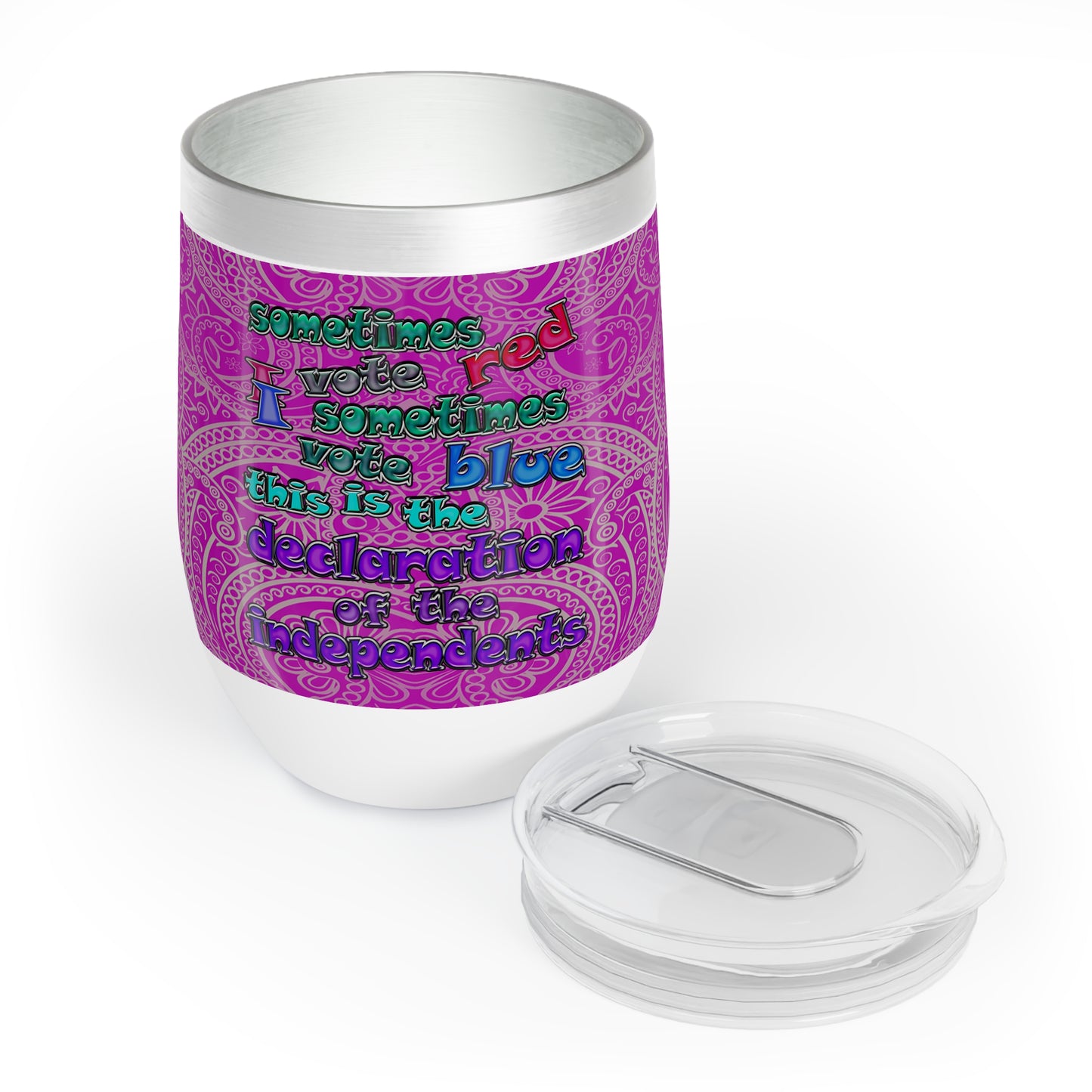 declaration of the independents - Chill Wine Tumbler (pink swirl)