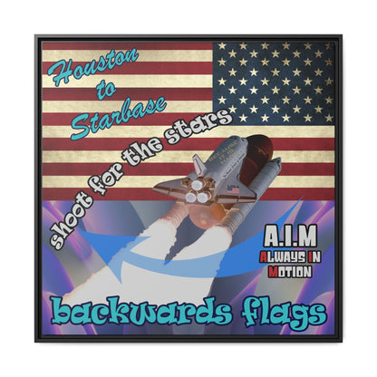 shoot for the stars - framed canvas art (grey-pink wave)