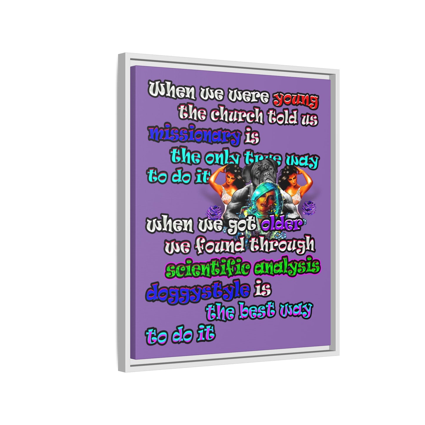 doggystyle - framed canvas art (light purple)