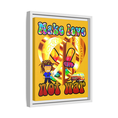 love peace - framed canvas art (yellow)