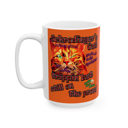 schrodinger's cat - White Mug (orange)