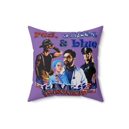 rw&b lives matter - Spun Polyester Square Pillow - (light purple)