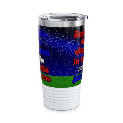 donkeys and elephants - Ringneck Tumbler, 20oz ('snoops' background)