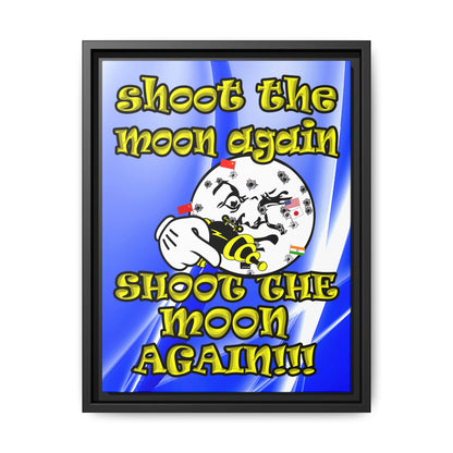 shoot the moon again - framed canvas art (blue-white wave)