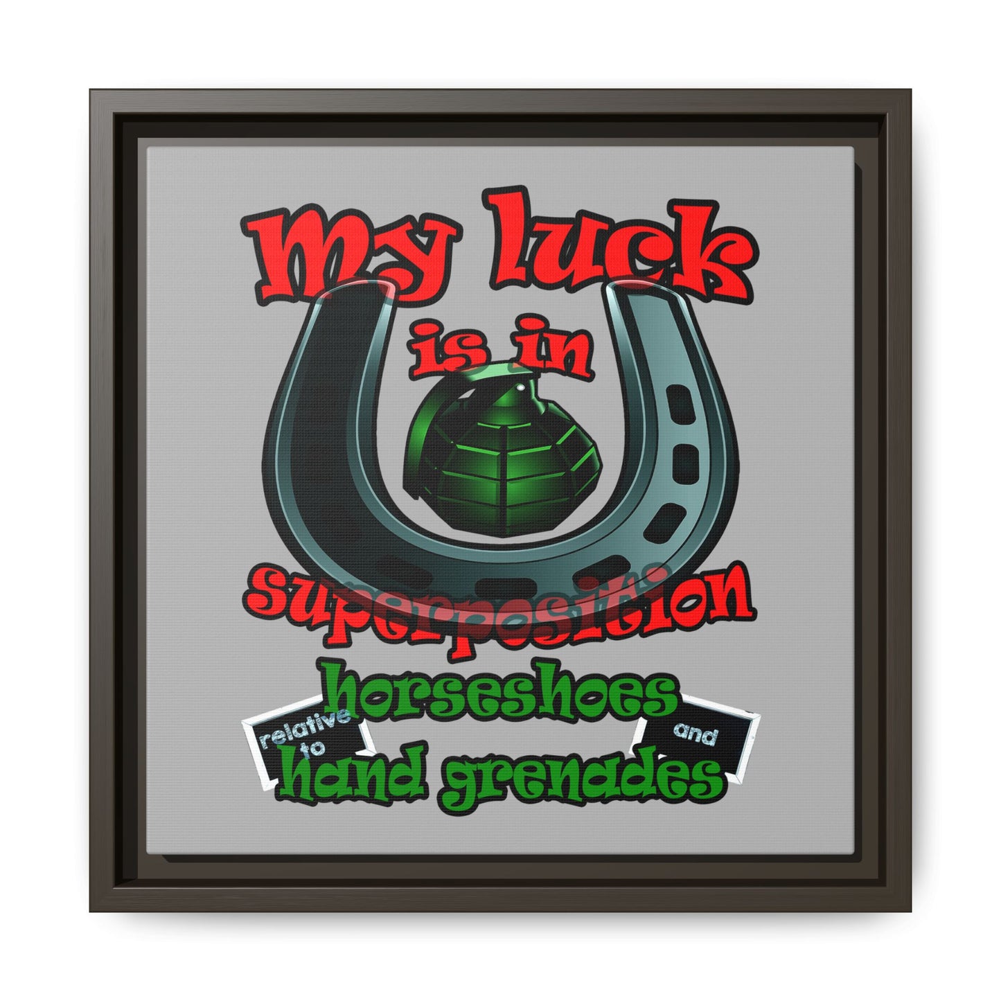 my luck - framed canvas art (light grey)