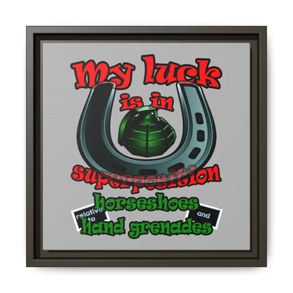 my luck - framed canvas art (light grey)