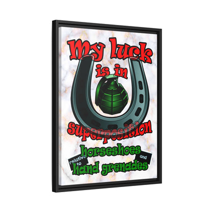 my luck - framed canvas art (white marble)