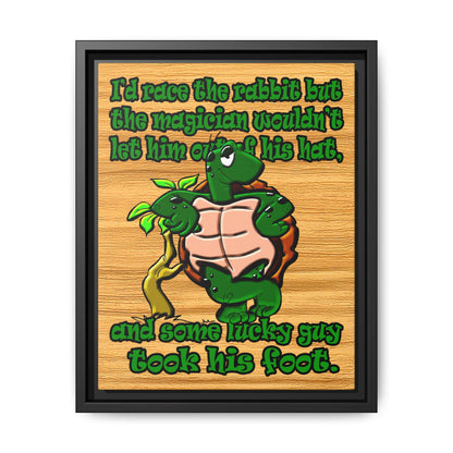 turtle race - framed canvas art (butterscotch wood finish)