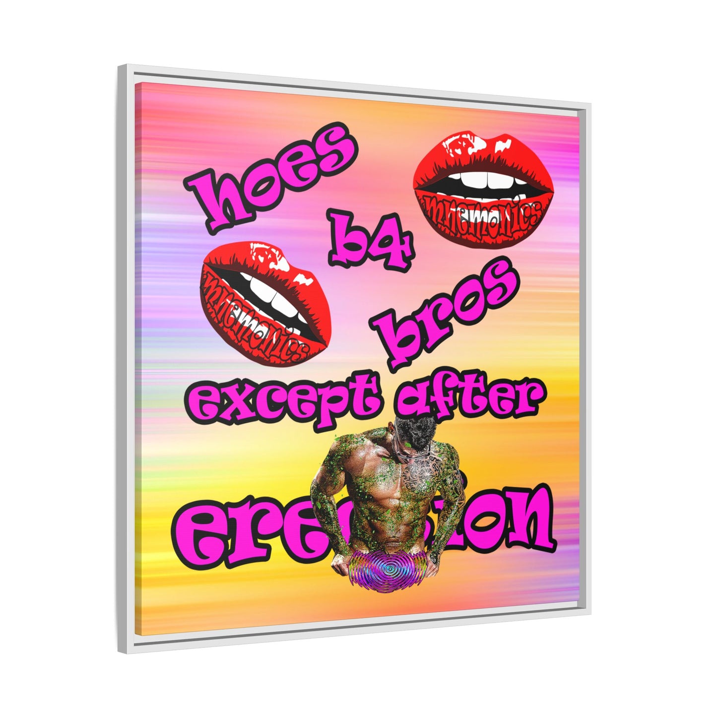 hoes b4 bros - framed canvas art (color blur)