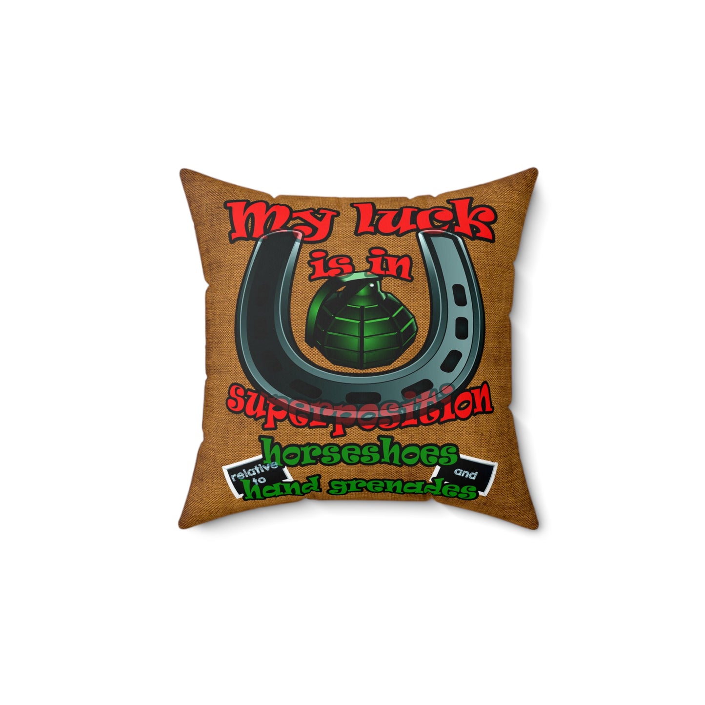 my luck - Spun Polyester Square Pillow - (dichromatic brown papyrus)