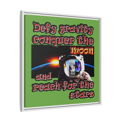 defy conquer reach - framed canvas art (green)