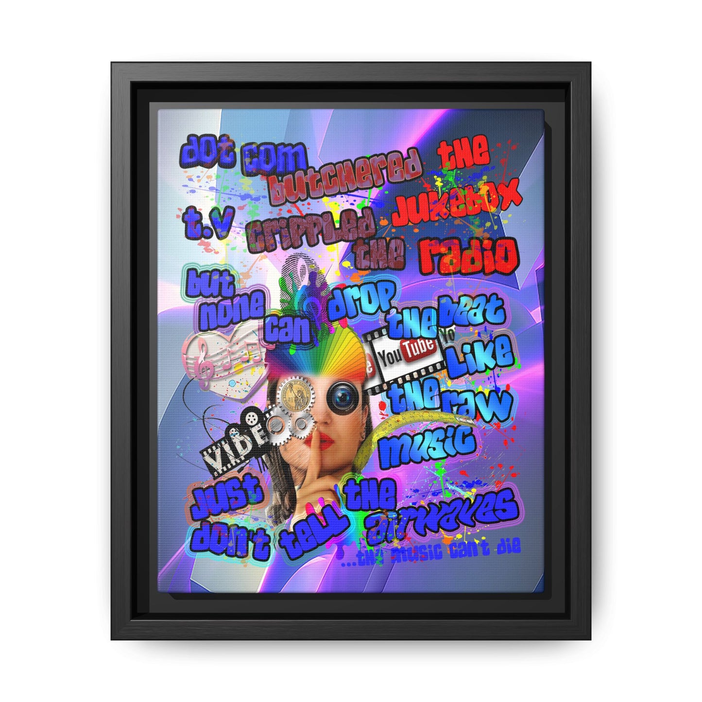 drop the beat - framed canvas art (grey-pink wave)