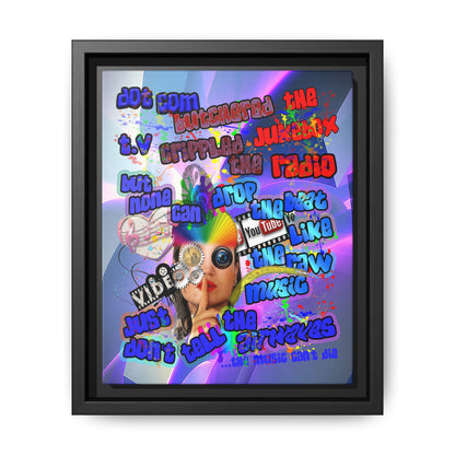 drop the beat - framed canvas art (grey-pink wave)