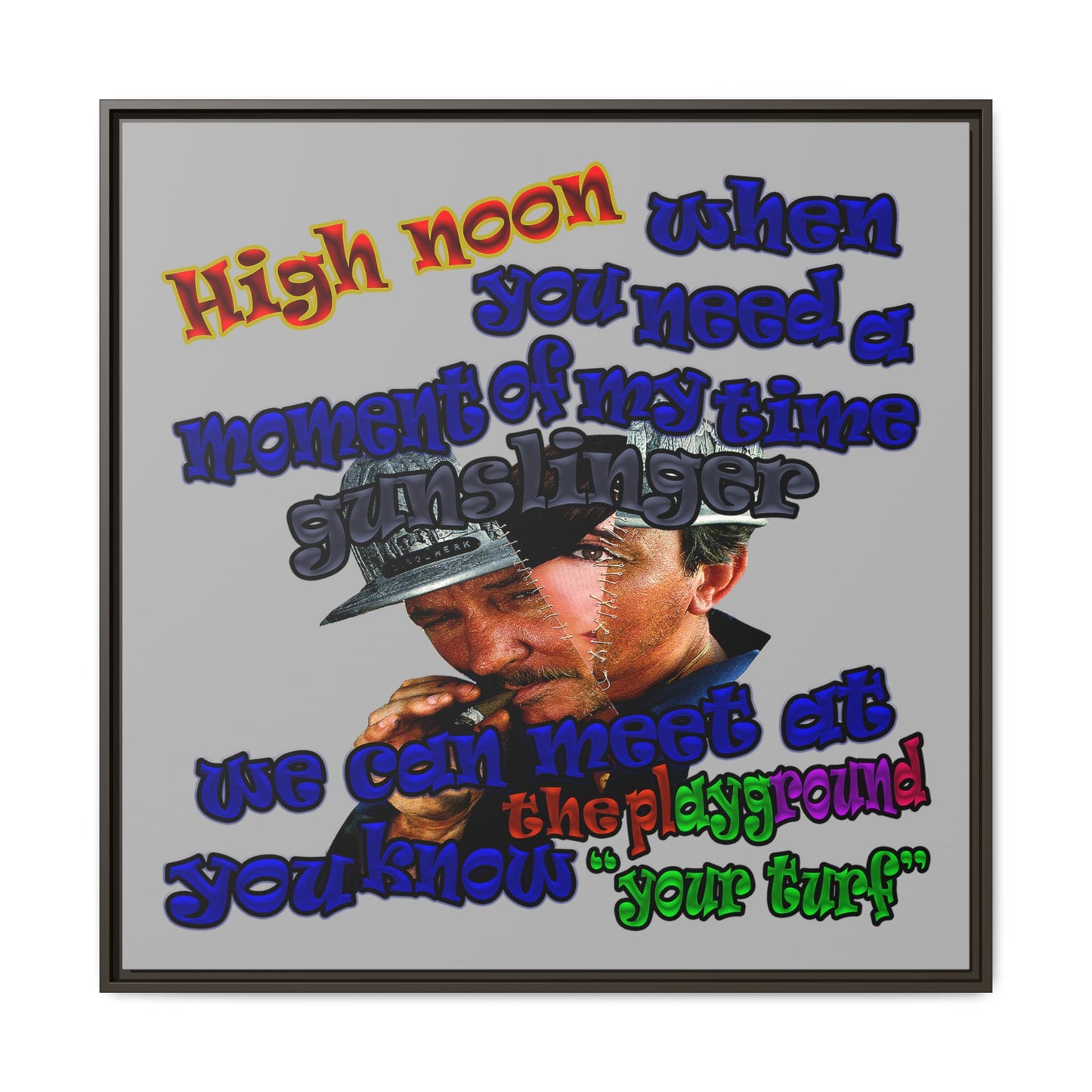 high noon - framed canvas art (light grey)